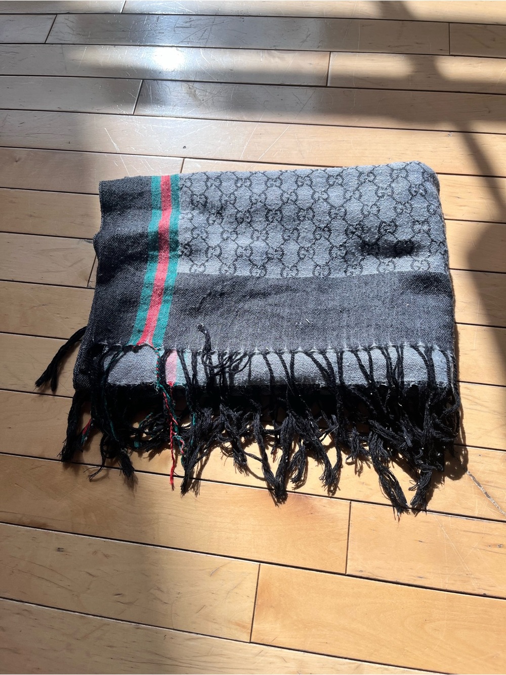 Gucci-Like Grey GG Monogram Scarf